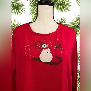 Rebecca Malone Woman, Christmas, Red Long-sleev’d, Size 1X
